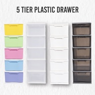 4 Tier 5 Tier Plastic Drawer Storage Cabinet Drawer Cabinet Clothes Drawer Laci Plastik Rak Baju