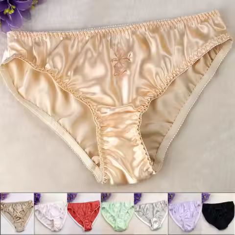 Plus-sized Middle-Waist Women's Mulberry Silk Panties Silk Inner Crotch Underwear XXXL