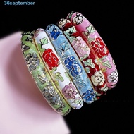 SEPTEMBER Chinese Cloisonne Bracelet, Enamel Double Bangle Peony Filigree Flower Bangle, India Class