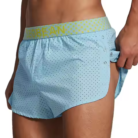 Men's Casual Shorts Side Fork Button Design Outdoor Aro Pants Mesh Breath Summer Beach Board Shorts 