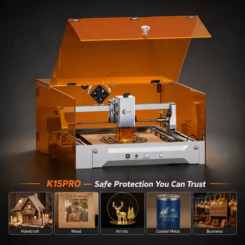 Carverall K15PRO 12W Blue Laser Engraver Cutter, Open-Frame & Enclosed Machine with MD2 Air Purifier