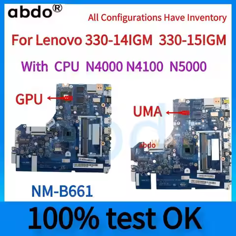 NM-B661 Motherboard.For Lenovo 330-14IGM 330-15IGM Laptop Motherboard.With CPU N4000 N4100 N5000.DDR