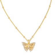 Delicate Butterfly 18k Gold Vermeil Pendant Necklace in White Sapphire