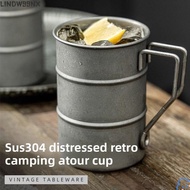 LINDW99NX Water Cup, Stainless Steel 380/500ml Mug,  Retro Beer Mug for Outdoor Camping Picnic