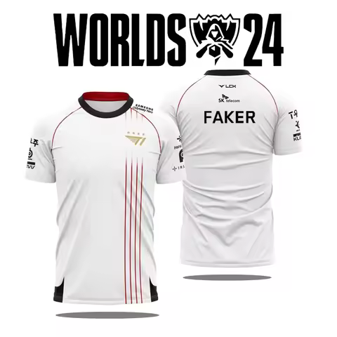 2025 New T1 Esports Team Uniform T-shirt League Of Legends World Finals Jersey T Shirt LOL Games Fak