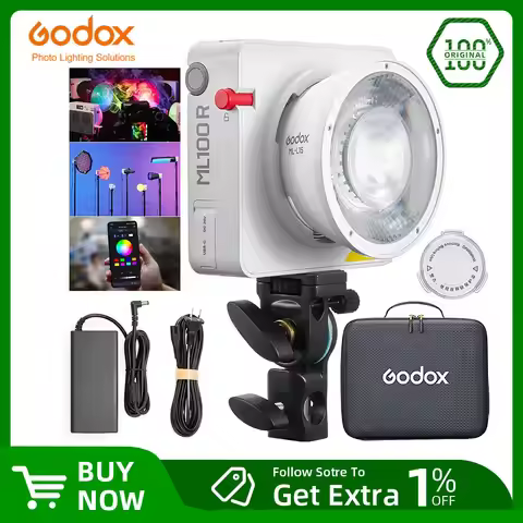 Godox ML100R Full Color LED Video Light 1800K-10000K Portable RGB Pocket Fill Light with 14 Creative