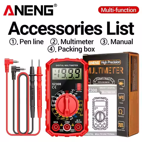 ANENG SZ308 Mini Digital Multimeter Electrician Test Tools AC/DC Votage Current Automatic Tester Cap