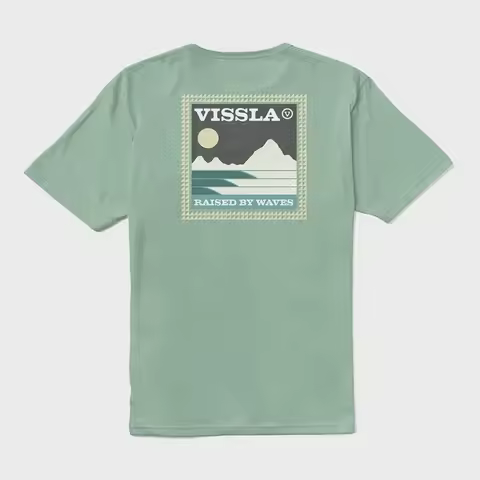 VISSLA - Mens Big Sky Organic T-Shirt - Jade - Casual Short Sleeve Tee