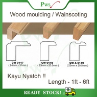 Wainscoting Frame / Wood Moulding / Wainscoting Decoration Bingkai Wood Rail Kayu Nyatoh Solid wood - CW0147 - CWA0149