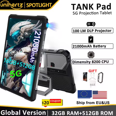 Unihertz Tank PAD Phone with Projector 8849 Rugged Tablet Dimensity 8200 Android 32GB 512GB 21000mAh