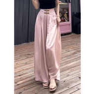 Luckin store Women's cotton and linen long pants with plate buckle, high waist, long drop, wide leg skirt pants for women in spring and summer, Chinese loose and slimming casual pants, individually unique