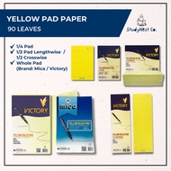 StudyNestCo | Yellow Pad Paper - 90 Leaves (1/4  Pad, 1/2 Pad Lengthwise & Crosswise & Whole Pad)