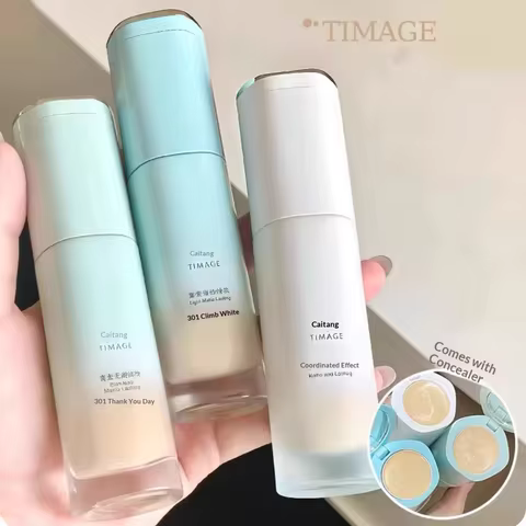 TIMAGE Liquid Foundation 30ml Concealer 1g Flawless Light Matte Moisturizing Oil Control Long Lastin