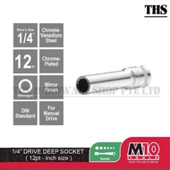 M10 1/4" Drive Deep Socket - 12pt - inch - 3/16" , 7/32" , 1/4" , 9/32" , 5/16" , 11/32", 3/8" , 7/1