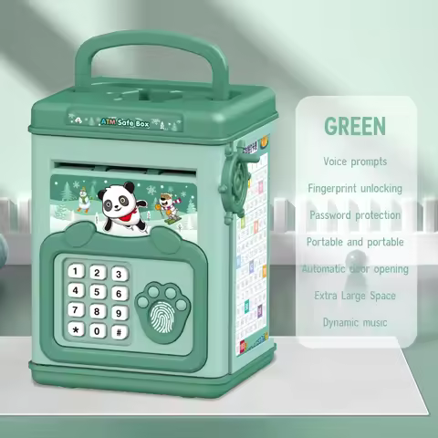 Money Box with Fingerprint Piggy Bank Electronic ATM Savings Box for Coins Cash Safe Children's Cash