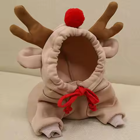 Dog Deer Costume Festive 3D Reindeer Ears Costume Christmas Hoodie Clothes For Celebration Holiday W