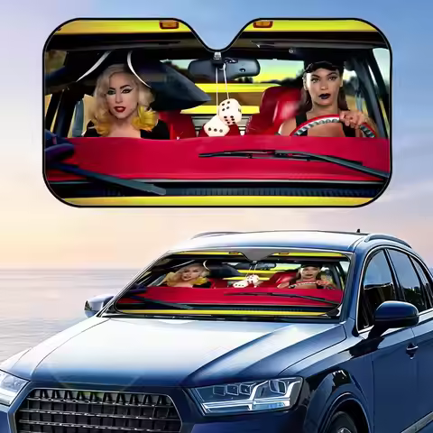 B-Beyonce and LAdy Gaga Sun Visor Car Sun Shade Windshield Cover UV Protection Aluminum Foil Reflect
