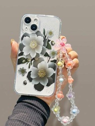 1 Pieza Funda De Teléfono Con Brazalete Y Material Transparente Pintado A Prueba De Caídas Con Diseño De Flores, Disponible Para Iphone P14 Pro Max, P13 Cartoon, P11 Pintado, P12 A Prueba De Caídas, Xr Cartoon, 78ges2, Xs, P15 Samsung Xiaomi Redmi Serie S24 A03s, A03core, A04, A12, A13, A14, A21s, A22, A23, A24, A32, A33a34, A5, A51a52, A53, A54, A71, A72, A73, S20 Fe, S21, S22 Y Xiaomi Y Serie Redmi Redmi 9, Redmi 9a, Redmi 10 A, Redmi 10c, Redmi Note9, Redmi Note10, Redmi Note11, Redmi Note12, Redmi 12, Redmi 12c