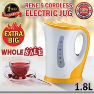 Rene's/Akaashi Electric Cordless Jug Kettle Water Heater 1.8L/Cerek Jug Elektrik