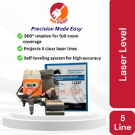 Laser Level 5 Line – Self-Leveling Cross Line Laser | Alat Penanda Laser 5 Garisan Otomatik