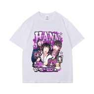 NewJeans Hanni Fan Yuxin Washed Distressed Short Sleeve t-Shirt Top American Retro ins Style oversiz
