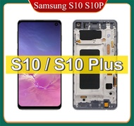 100% ทดสอบสำหรับการเปลี่ยนหน้าจอ Samsung S10พร้อมกรอบ Touch Panel Digitizer Assembly สำหรับ Samsung Galaxy S10 Plus Display