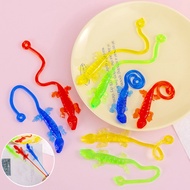 RI 10Pcs Sticky Gecko Toy Anxiety Stress Relief Mini Gecko Stretch Kids Adults Soft Colorful Gecko T