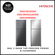 HITACHI R-VX450PMS9 366L 2-DOOR TOP MOUNTED FRIDGE - 2 YEARS LOCAL WARRANTY