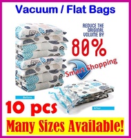 [SG Stock] 10 Bags Vacuum Compression Storage Bag Zip Lock Transparent Space Savers Travel waterproof