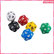 [LslyeMY] 6 Pcs D20 Gaming Dice Twenty Sided Die RPG Six Opaque Colors Couleur 1#