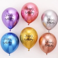 Super glitter round ball printed with the word happy birthday and plated in chrome, size 12"...