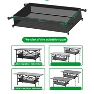 folding table storage net bag Meja foldable camping rack storage