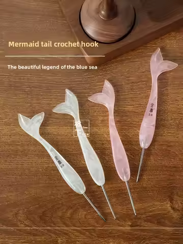 Jinlan Fishtail Crochet Pink Resin Handle Stainless Steel Needle 0.8 1 1.2 1.5 1.8 2 2.5 3 3.5 4 mm