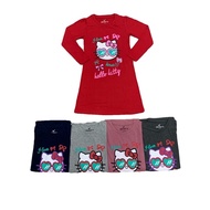 6-13 tahun Baju T-shirt Labuh Lengan Panjang Kanak-Kanak Perempuan Hello Kitty