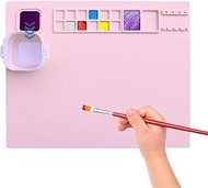 WISRIGHT Silicone Craft Mat for Kids Easy to Clean(20''x16'') - Non-Slip Silicone Painting Mat for Creators - Silicone Art Mat with Detachable Cup (Pink)