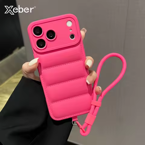 Soft Down Jacket Silicone Case For iPhone 17 16 15 14 13 12 11 Pro Max Plus Air Shockproof Camera Pr