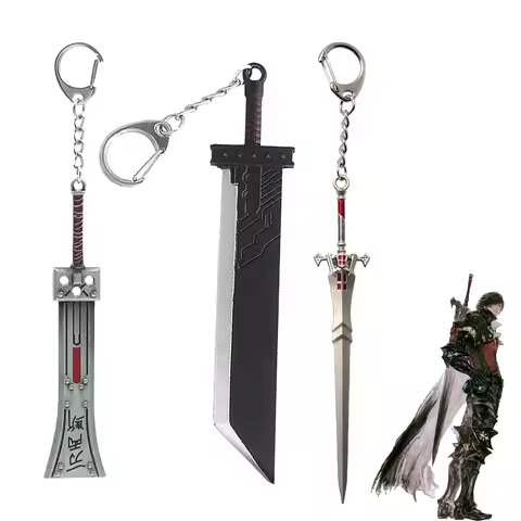 Game Final Fantasy 7 VII Remake Sword Keychain Zack Fair Weapon Cloud Strife Buster Sword Pendant Ke
