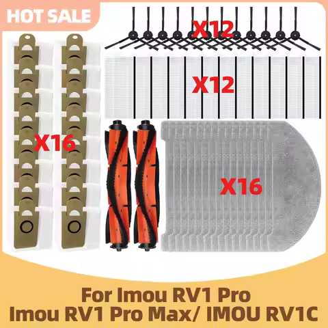 Compatible For Imou RV1 Pro/ Imou RV1 Pro Max/ IMOU RV1C Vacuum Cleaner Main Side Brush Filter Bag M