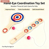 OKHALLO Tether Ball Paddle, Wood Elastic Cord Elastic Skill Ball, Gifts Tethered Ball Target Pattern