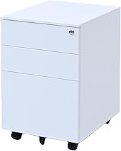 Yamazen RKD-39 (MWH) Wagon, Wheels, 3 Tiers, Keyed, Cabinet, All Lock, Side Wagon, Desk Wagon, A4 Co