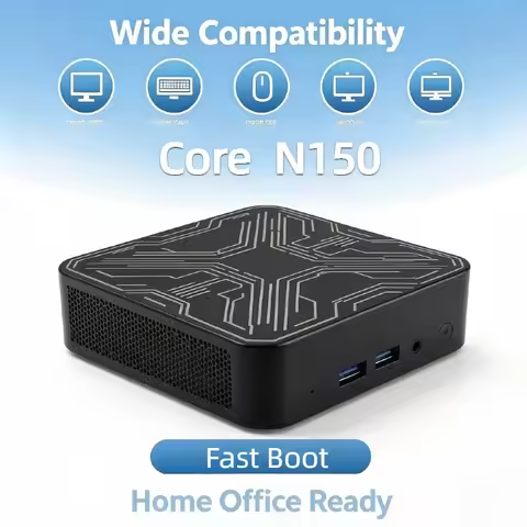 2026 N150 Mini Desktop Host 16GB RAM 1TB M.2 NVMe SSD 3x 4K 60Hz Screen WiFi6 Silent Cooling Fanless