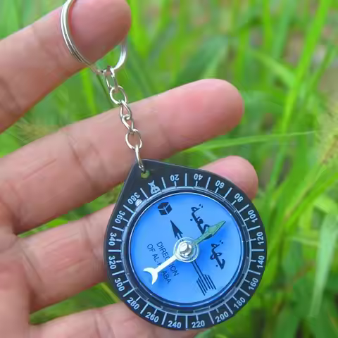 Muslim Qibla Compass Portable Outdoor Compasses For Hiking Direction Eid Pray Keychain Decor For Cam