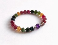 寶石系 天然礦石 濃彩碧璽7.8 烏拉圭紫水晶 925純銀 手鍊