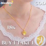 24 Hours Shipping Gold Necklace Pawnable Pure 18 K Saudi Original Necklace for Women Heart Pendant Necklace Fashion Simple Jewelry Accessories  Choker Necklace for Women Buy 1 Take 1 Free Promise Ring Gifts for Women Bridal Jewelry Set