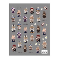 Labubu nail stickers, super cute 5d silk nail stickers, bear shaped nail stickers - nail decoration 