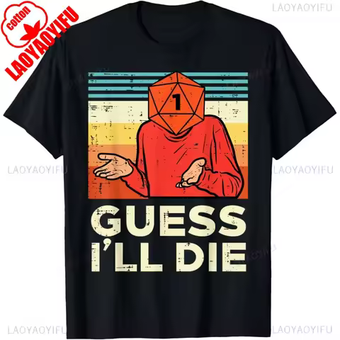 Dungeons and Dragons Rpg Gamer 1 Guess Ill Die Retro DM T-Shirt Casual Fahsion Harajuku Short Sleeve