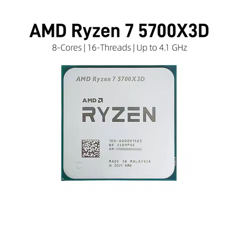 AMD Ryzen 7 5700X3D Bulk CPU for X570 B550 8-Cores 16-Threads 3 GHz Up to 4.1 GHz 105W AM4 CPU DDR4 