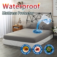 SunnySunny 100% Waterproof Fitted BedSheet Premium Quality Soft Breathable Anti-Dustmite Anti-Bacterial Mattress Protector Single/Queen/King 5 Size