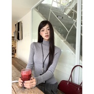 HRG STYLE | เสื้อสเวตเตอร์สำหรับผู้หญิง ใส่ได้สองแบบ รัดรูป คอครึ่งสูง สำหรับฤดูใบไม้ร่วง/หนาว