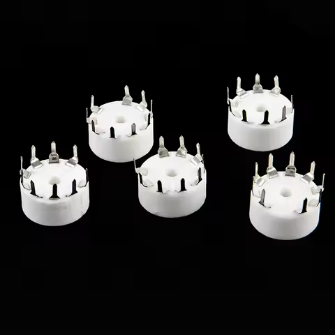 【K】5pcs 9 Pin Ceramic Vacuum Tube Socket Base FOR 12AX7 12AT7 12AU7 ECC83 6DJ8 EL84 6922 PCB MOUNT H